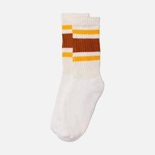 Load image into Gallery viewer, 68f6623ec600065f8f92bc31_socks-retro-stripe-orange-gold_1779297375232.jpg