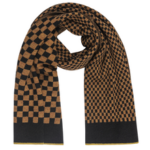 Load image into Gallery viewer, ParisWest_CheckerScf_blackcopper_mustardtrim_1024px
