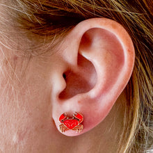 Load image into Gallery viewer, Crab Enamel Earrings