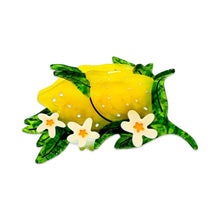 Load image into Gallery viewer, XL Lemon and Flowers Hair Claw Clip