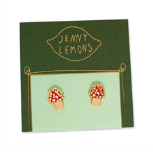 Load image into Gallery viewer, Mushroom Enamel Earrings Jewelry Jenny Lemons