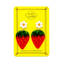 Load image into Gallery viewer, Strawberries and Flowers Earrings Jewelry Jenny Lemons