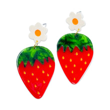 Load image into Gallery viewer, Strawberries and Flowers Earrings Jewelry Jenny Lemons