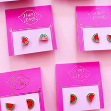 Load image into Gallery viewer, Watermelon Enamel Earrings Jewelry Jenny Lemons