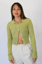 Load image into Gallery viewer, Lime Flora Knit Button Up
