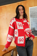 Load image into Gallery viewer, Cherry Bow Check Lauda Cardigan
