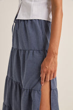 Load image into Gallery viewer, Navy Lola Check Tiered Skirt
