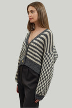 Load image into Gallery viewer, Charcoal Mixed Checker Cardigan
