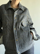 Load image into Gallery viewer, Lightweight X-Hatch Selvedge Denim Trucker Jacket
