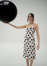 Load image into Gallery viewer, 68f6623ec600065f8f92bc31_soft-jersey-fabric-viscose-black-white-strap-nami-dress-eco-friendly_1762107793849.jpg
