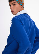 Load image into Gallery viewer, 68f6623ec600065f8f92bc31_v-jacket-blue-100-cotton-wide-collar-unisex-eco-friendly-bomber-jackets_1762104141305.jpg
