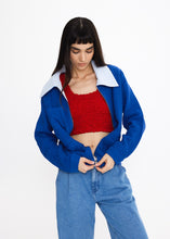 Load image into Gallery viewer, 68f6623ec600065f8f92bc31_v-jacket-blue-100-cotton-wide-collar-unisex-sustainable-ecofriendly-bomber-jacket_1762104151715.jpg
