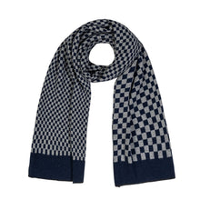 Load image into Gallery viewer, ParisWest_CheckerScarf_Navy-Gray_loop1024px
