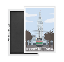 Load image into Gallery viewer, FerryBuildingTravelPosterMagnet_DualSideMockUp
