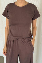 Load image into Gallery viewer, Chocolate Pointelle Babe Tee
