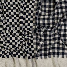 Load image into Gallery viewer, ParisWest_Checker-GinghamThrow_Navy-Ivory_scrunch1024px
