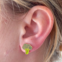 Load image into Gallery viewer, Broccoli Enamel Earrings
