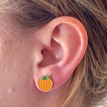 Load image into Gallery viewer, Orange Enamel Earrings
