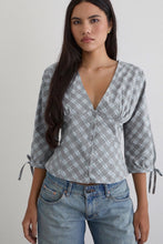Load image into Gallery viewer, KADEKbA-SHIRT-GREY-OBLIQUE-CHECK.jpg
