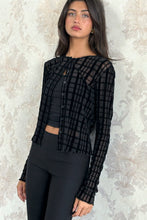 Load image into Gallery viewer, Black Floral Flock Kahula Top
