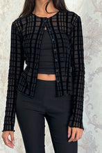 Load image into Gallery viewer, Black Floral Flock Kahula Top
