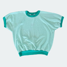 Load image into Gallery viewer, Vintage Teal Short Sleeve Ringer Sweatshirt
