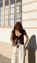 Load image into Gallery viewer, Brown Geo Lace Tie Top
