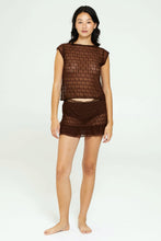 Load image into Gallery viewer, Brown Geo Lace Tie Top
