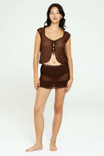 Load image into Gallery viewer, Brown Geo Lace Tie Top
