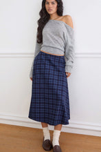 Load image into Gallery viewer, TAKIKA-MIDI-SKIRT-MIDNIGHT-CHECK.jpg
