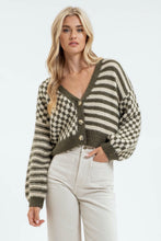 Load image into Gallery viewer, Olive Mixed Checker Cardigan
