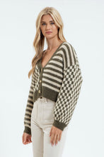 Load image into Gallery viewer, Olive Mixed Checker Cardigan
