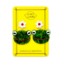Load image into Gallery viewer, Frog and Flowers Acetate Earrings Jewelry Jenny Lemons 
