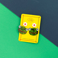 Load image into Gallery viewer, Frog and Flowers Acetate Earrings Jewelry Jenny Lemons 
