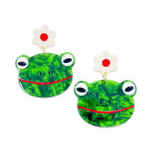 Load image into Gallery viewer, Frog and Flowers Acetate Earrings Jewelry Jenny Lemons 

