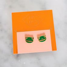 Load image into Gallery viewer, Frog Enamel Earrings Jewelry Jenny Lemons 
