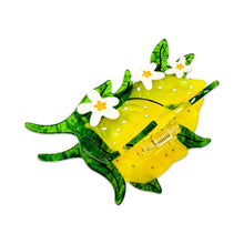 Load image into Gallery viewer, XL Lemon and Flowers Hair Claw Clip
