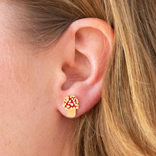 Load image into Gallery viewer, Mushroom Enamel Earrings Jewelry Jenny Lemons 
