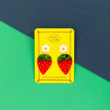 Load image into Gallery viewer, Strawberries and Flowers Earrings Jewelry Jenny Lemons 
