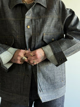 Load image into Gallery viewer, Lightweight X-Hatch Selvedge Denim Trucker Jacket
