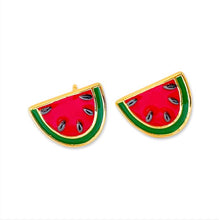 Load image into Gallery viewer, Watermelon Enamel Earrings Jewelry Jenny Lemons 

