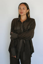 Load image into Gallery viewer, Brown Sofia Oversized Button Up
