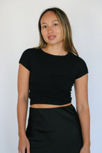 Load image into Gallery viewer, Black Ribbed Baby Tee
