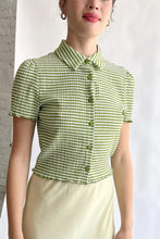 Load image into Gallery viewer, Olive Check Sabrina Top
