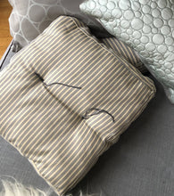 Load image into Gallery viewer, Mattress Ticking/Upcycled Levi's Tufted 15" Cushion
