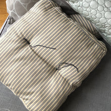 Load image into Gallery viewer, Mattress Ticking/Upcycled Levi's Tufted 15" Cushion
