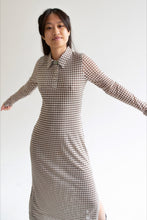 Load image into Gallery viewer, Brown Houndstooth Elena Midi Dress
