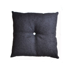 Load image into Gallery viewer, Wool Tufted Pillow, Chocolate.&amp; Fog with Vintage Abalone button
