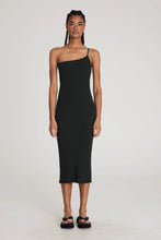Load image into Gallery viewer, Vintage Black Hemp Rib One Shoulder Dress
