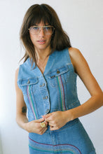 Load image into Gallery viewer, Rainbow Denim Vest
